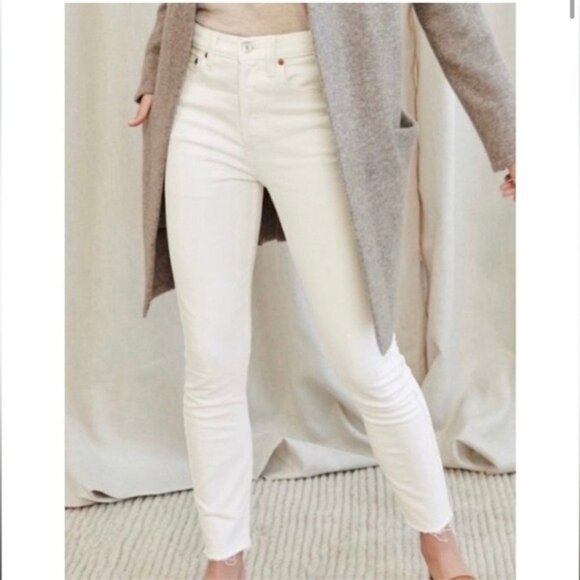 RE/DONE 90’s Originals High Waist Ankle Crop Jeans Vintage White Size 27 - Picture 1 of 16